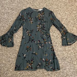 Olivaceous bell sleeve dress